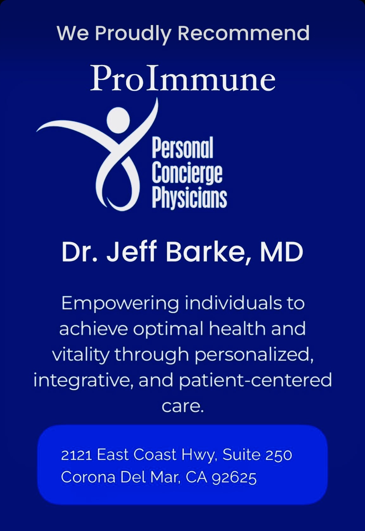 Personal Concierge Physicians recommends ProImmune