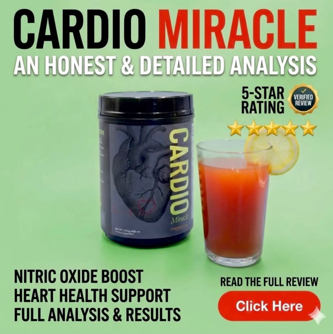 Cardio Miracle - Nitric Oxide Boost, Heart Health Support - 5 Star Rating