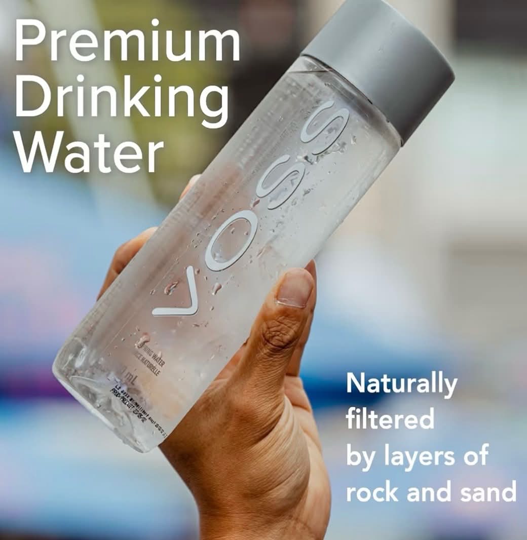 VOSS Premium Drinking Water - naturally filtered by layers of rock and sand